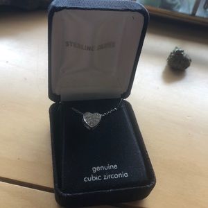 Sterling silver heart with genuine cubic zirconia